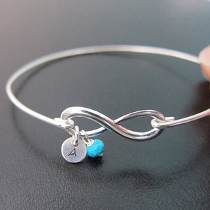 Personalized Birthstone & Initial Infinity Bracelet Bridsmaids Gift Idea