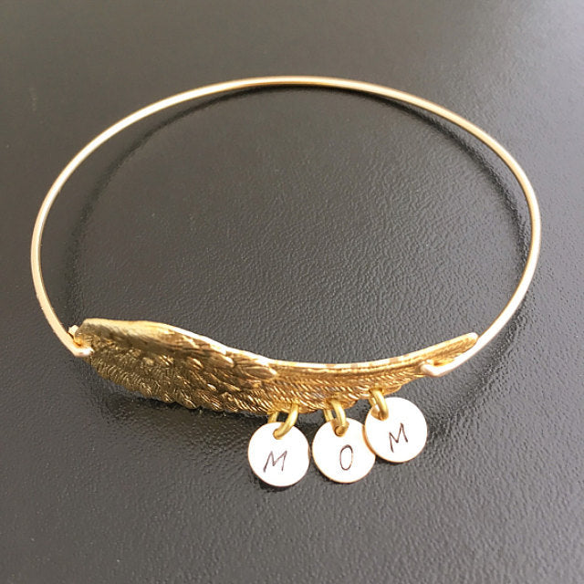 Personalized Wing Bracelet with Birthstones-FrostedWillow