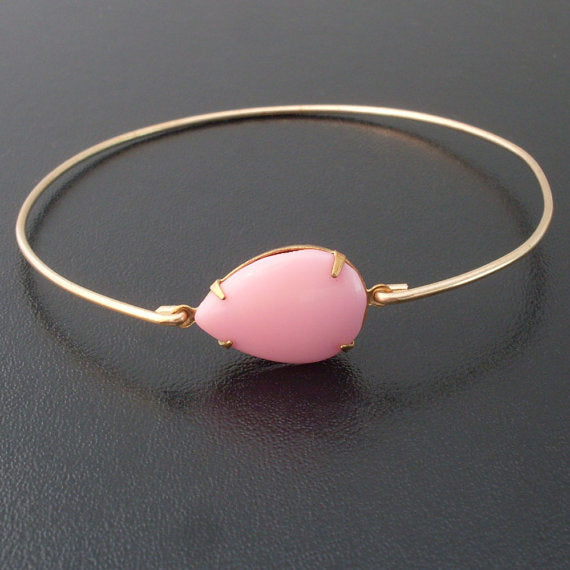 Pink Glass Stone Drop Bracelet-FrostedWillow