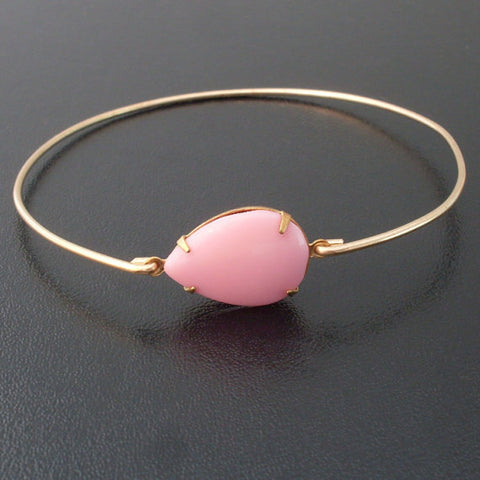 Image of Pink Glass Stone Drop Bracelet-FrostedWillow