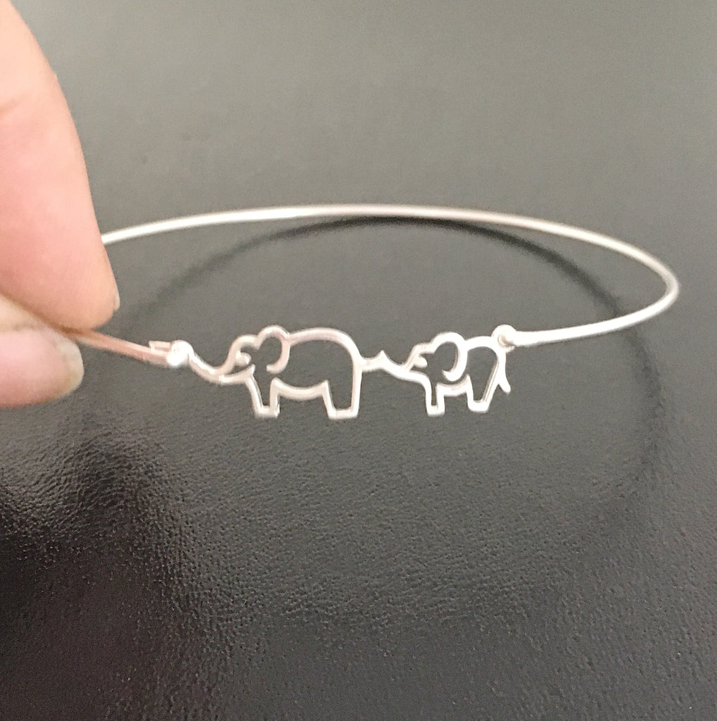 Mama Elephant Baby Elephant Bangle Bracelet-FrostedWillow