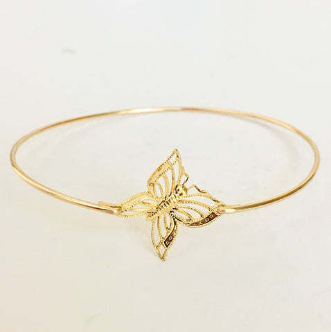 Image of Butterfly Personalized Initial Bangle Bracelet-FrostedWillow