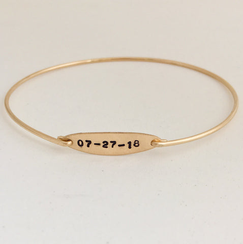 Image of Wedding Date or Anniversary Date Keepsake Bangle-FrostedWillow