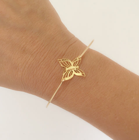 Image of Lace Butterfly Bangle Bracelet-FrostedWillow