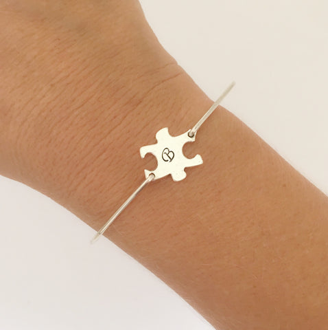 Image of Puzzle Custom Initial Bracelet-FrostedWillow