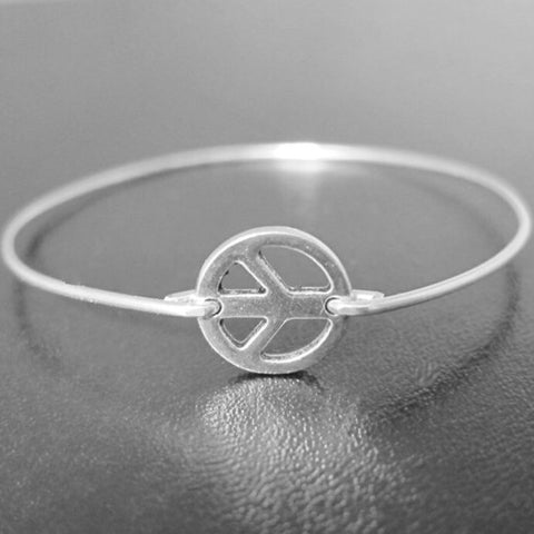 Image of Peace Sign Bangle Bracelet-FrostedWillow