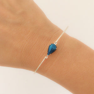 Blue Simulated Pearl Teardrop Bangle Bracelet
