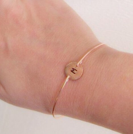 Image of Copper Hand Stamped Initial Bracelet-FrostedWillow