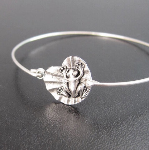 Image of Frog on a Lily Pad Bracelet-FrostedWillow