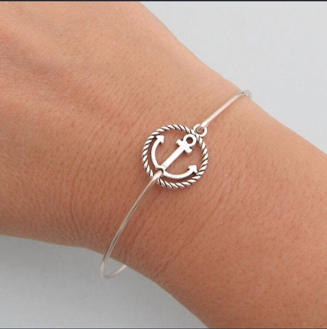 Image of Anchor Rope Bangle Bracelet-FrostedWillow