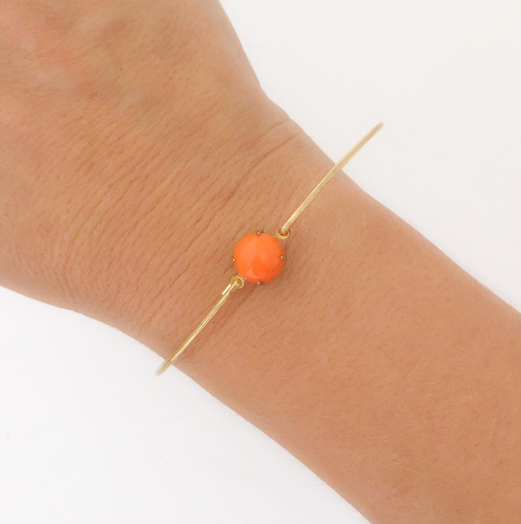 Coral Red Bangle Bracelet-FrostedWillow