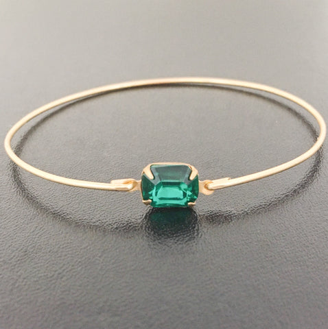 Image of Hunter Green Faceted Glass Stone Bracelet-FrostedWillow