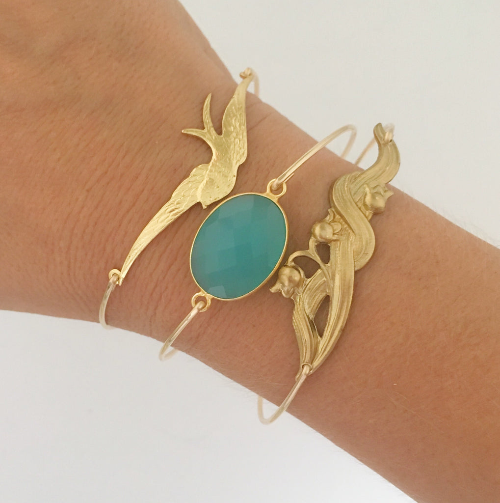 Flower Lily of the Valley Bangle Bracelet-FrostedWillow