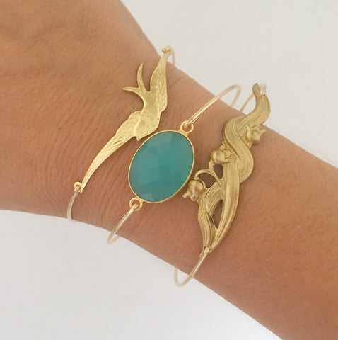 Image of Flower Lily of the Valley Bangle Bracelet-FrostedWillow