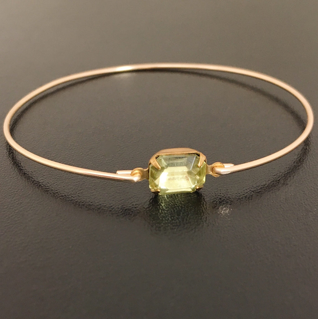 Simulated Peridot Faceted Glass Stone Bracelet-FrostedWillow