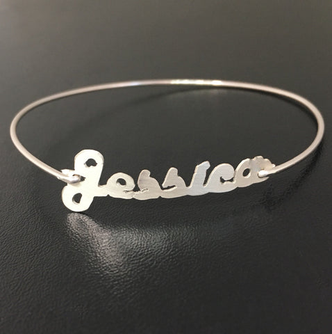 Image of Personalized Name Bangle Bracelet-FrostedWillow