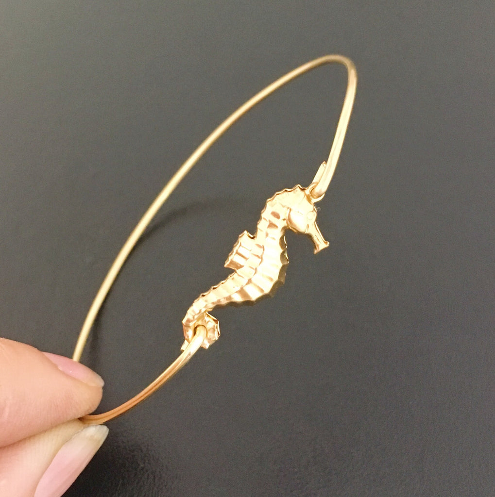 Seahorse Charm Bangle Bracelet-FrostedWillow