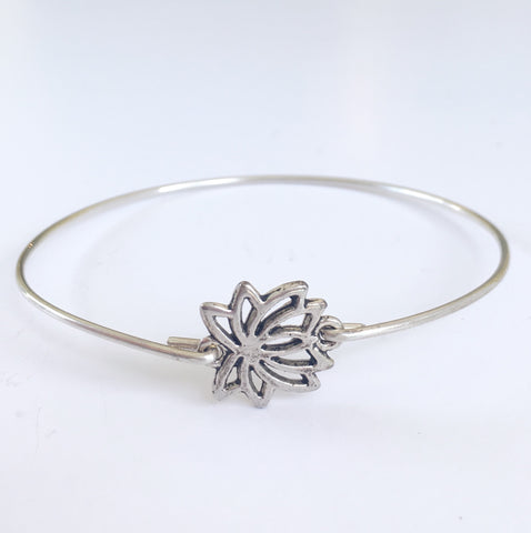 Image of Lotus Flower Bangle Bracelet-FrostedWillow