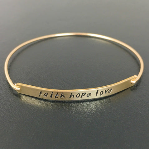 Image of Faith Hope Love Bangle Bracelet-FrostedWillow