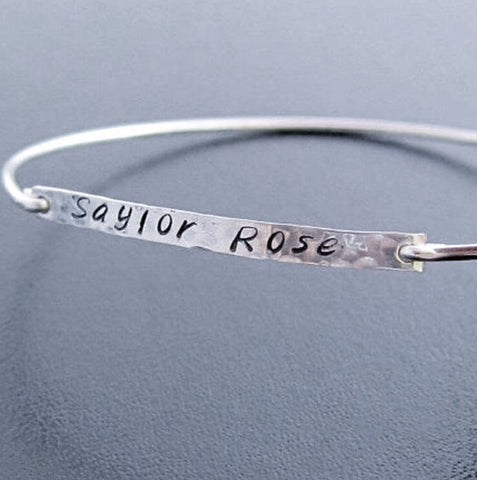 Image of Hammered Name Bracelet-FrostedWillow