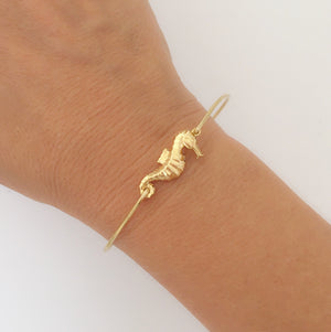 Seahorse Charm  Bangle Bracelet