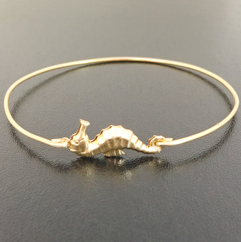 Image of Seahorse Charm Bangle Bracelet-FrostedWillow