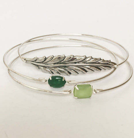 Image of Woodland Leaf Bangle Bracelet Set-FrostedWillow