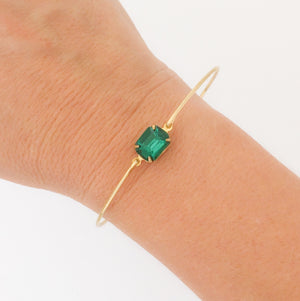 Hunter Green Faceted Glass Stone Bracelet