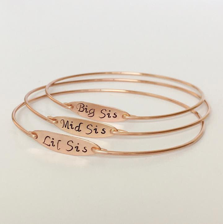Big Sis, Mid Sis, Lil Sis Bracelet Set of 3-FrostedWillow