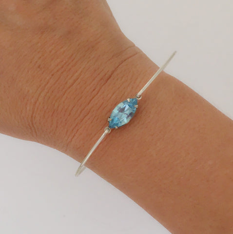 Image of Blue Rhinestone SIMULATED March Birthstone Bracelet-FrostedWillow