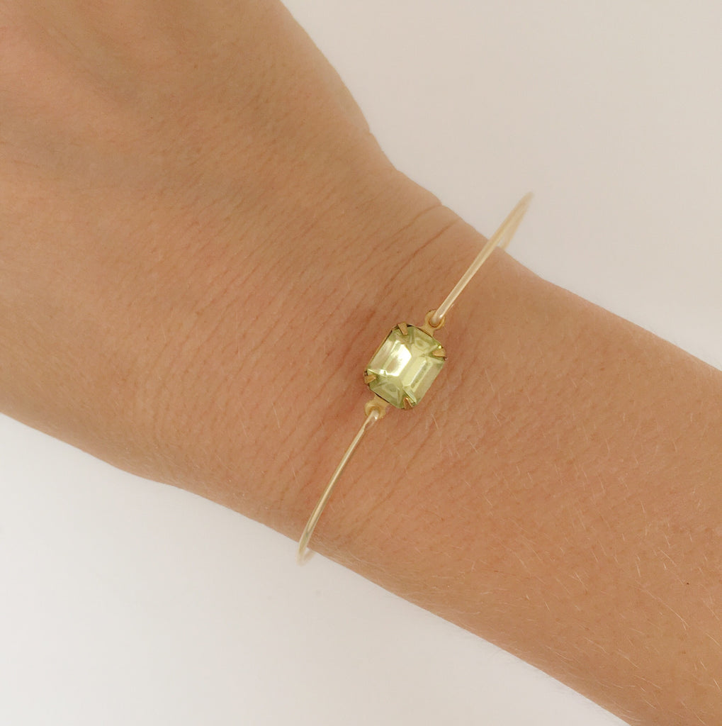 Simulated Peridot Faceted Glass Stone Bracelet-FrostedWillow