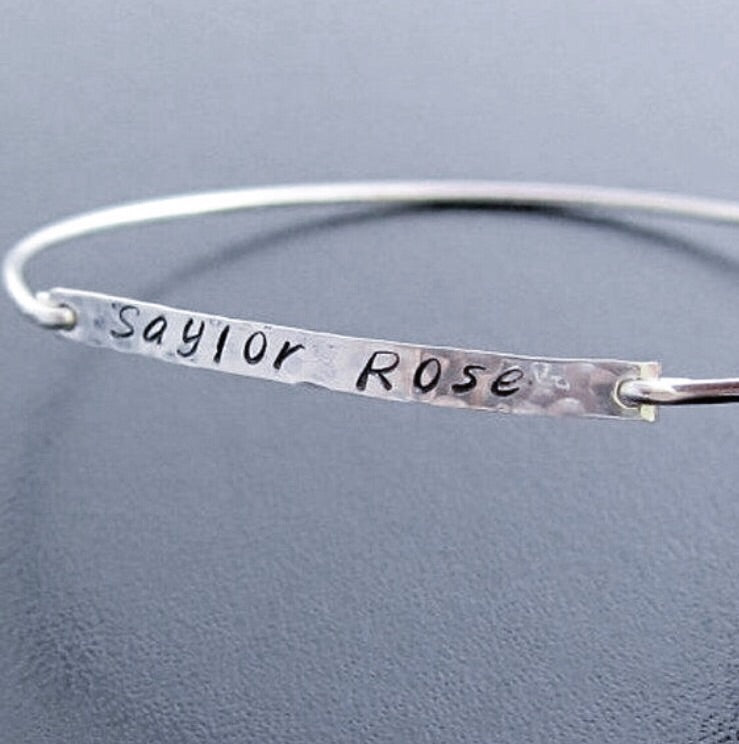 Hand Stamped Name Bracelet-FrostedWillow
