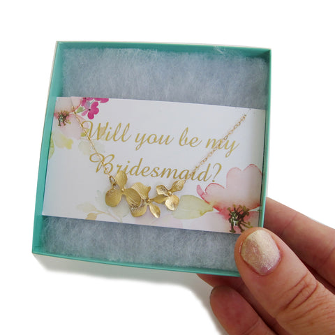 Image of Orchid Necklace & Will You Be My Bridesmaid Proposal Card-FrostedWillow