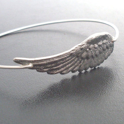 Image of Angel Wing Bangle Bracelet-FrostedWillow